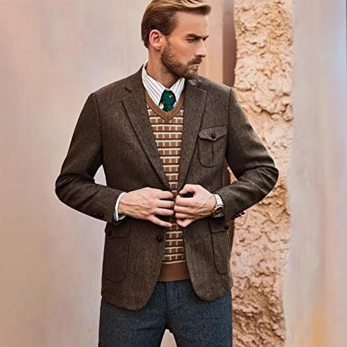 British Men's Formal Suit Tie Student-style Mature Style Jacket